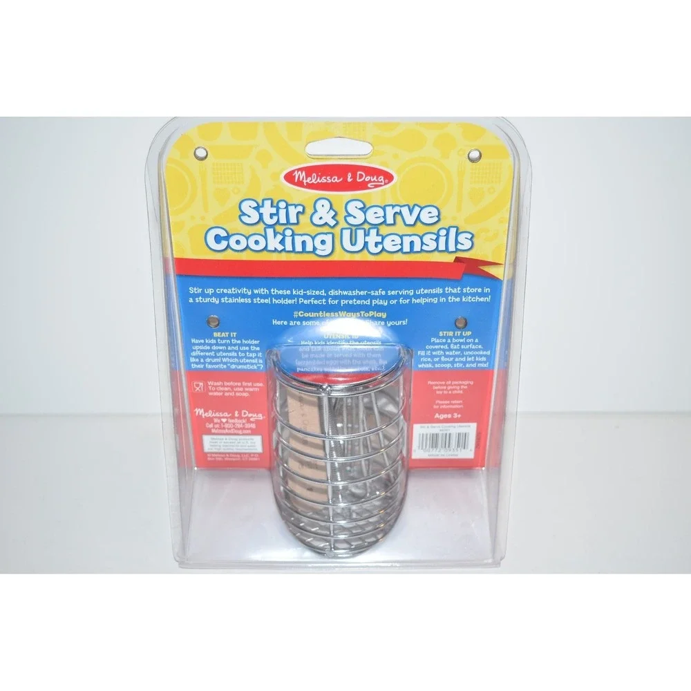 Melissa & Doug Stir & Serve Cooking Utensils 7 Pieces New Stainless Set‎